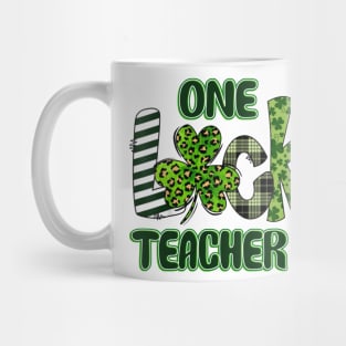 One Lucky Teacher Shamrock Leopard St Patricks Day Mug